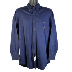 Vintage NEW Chaps Ralph Lauren Men's M Blue Dress Shirt 100% Cotton Long Sleeve - Picture 1 of 16