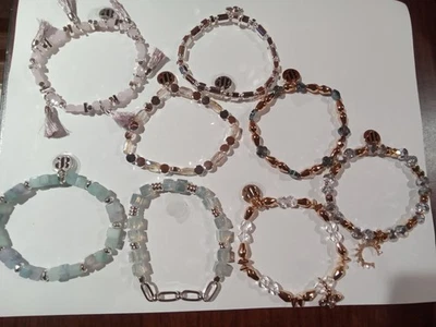 Pulseras elásticas Bomb Party 8 cuentas nuevas sin caja cristal metal plástico colorido Foto 1 de 4