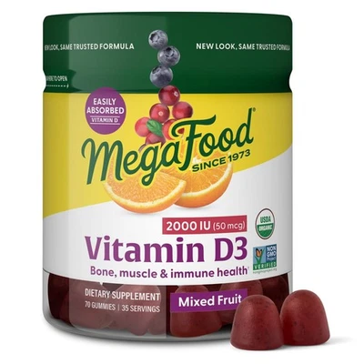 MegaFood Vitamina D3 Gomitas 2000 UI 50 mcg - Gomitas Vitamina D Mezcla Fruta Fl... Foto 1 de 4