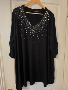 Yours Black Top Silver Star Studs At Collar Womens Size 22-24 - Picture 1 of 5