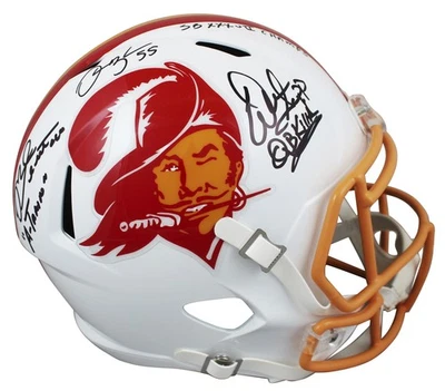 Buccaneers (3) Sapp, Alstott, Brooks Signed TB F/S Speed Rep Helmet BAS Witness - Image 1 of 4