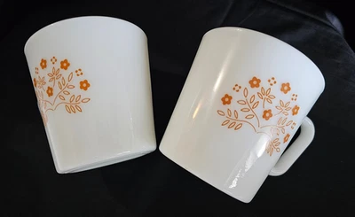 PYREX Summer Impressions GINGER Floral Coffee Cup Mugs #1410 "D" Handle Set of 2 - Image 1 of 4