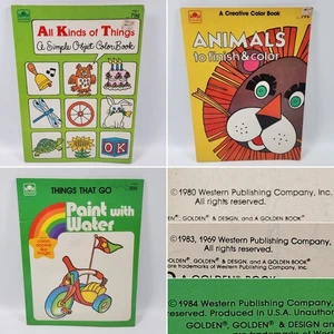 Vintage Golden All Kinds of Things That Go Tiere Zeichnen Malen Malbuch Lot 80er - Bild 1 von 11