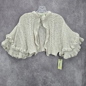 Oshkosh B'Gosh Vintage Strick weiß Rüschen Poncho Cape Pullover Mädchen Kleinkind 3T - Bild 1 von 7