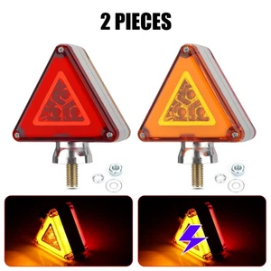 2X 3'' Dual Face LED Turn Signal Light Red Amber Side Marker Semi Truck Triangle - Picture 1 of 10