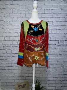 Rising International Colorful Cotton BOHO Long Sleeve Top Size L - Picture 1 of 10