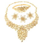 Gold Tone Gold Plated Metal Necklace Bracelet Earring Set Hqx502-gld