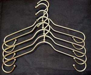 Vintage Gold Toned Metal Clothes/Dress Hangers, Used, (5 Total) - Picture 1 of 12