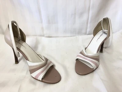 DE COLECCIÓN DOLCIS UK 5 Zapatos Rosa, Blanco, Cuero Beige Correa al Tobillo Punta de Peep  Foto 1 de 4