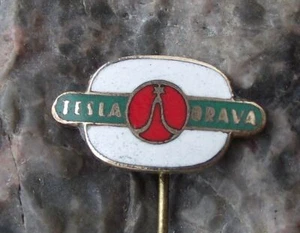 Vintage Tesla Electronics Orava Early Television Cathode Ray Tube CRT Pin Badge - Picture 1 of 3