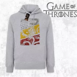 Official Game Of Thrones All Houses Logo Grey Mens Hoodie Sweatshirt Pullover - Picture 1 of 3