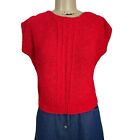 Pull en tricot à manches courtes rouge Beldoch Petite Vintage années 80 grand-mère taille S
