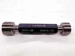 NEW 1 1/4 8 UN 3B THREAD PLUG GAGE 1.25 GO NO GO P.D.'S = 1.1688 & 1.1757 TOOLS - Picture 1 of 4