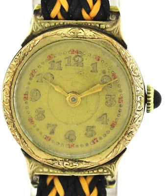 Art Deco, Vintage- Damenuhr,  Handaufzug,  Werk läuft, vergoldet, Cabochon - Bild 1 von 4