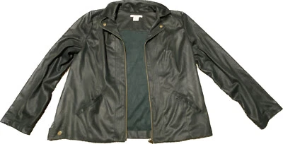 Women’s Medium Green Jacket Allison Daley Faux Suede Motorcycle Zip Up - Image 1 of 4