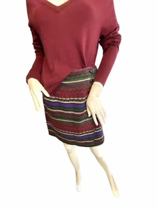 Tracy Evans Multi-Color Striped Southwestern Faux Wrap Skirt Size 7 - Picture 1 of 7