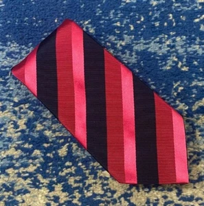 Corbata Thomas Rosa Frambuesa Azul Marino Negro Sesgo Rayas Algodón Seda Reino Unido - Imagen 1 de 5