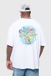 Boohoo Man T-Shirt Plus Size 5XL Mens White Cotton Tee Chrome Oversized New - Picture 1 of 22