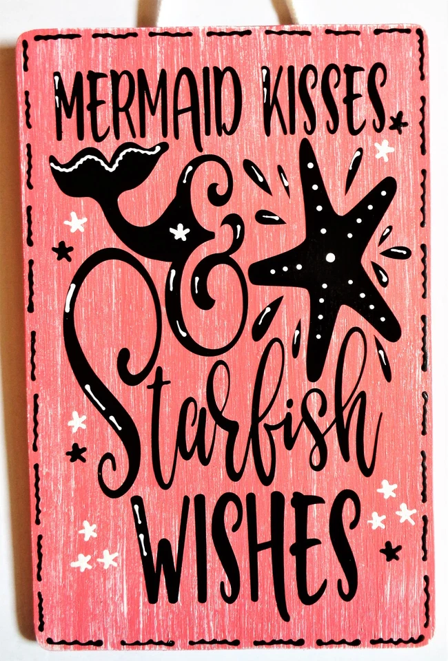 SIRENA ESTRELLA DE MAR SIGNO Arte de Pared Colgador Placa Tiki Cubierta Playa Baño Decoración Náutica Foto 1 de 1