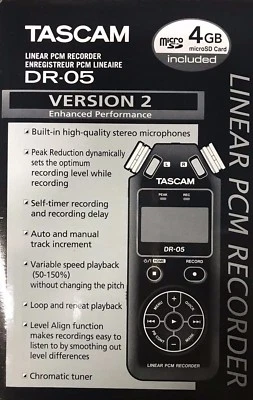 TASCAM - DR-05 v2 - Portable Handheld Digital Audio Recorder - Black - Image 1 of 4