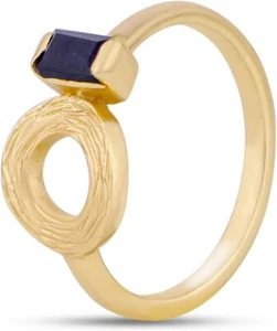 Black Onyx Stone Ring For Women 925 Sterling Silver Gold Plated July 18K Gold - Picture 1 of 6