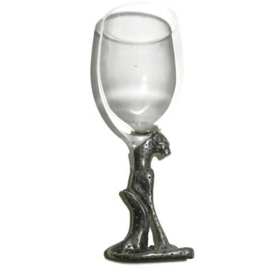 雪兰莪锡弗法兰克利野生猎豹/豹/美洲狮/猫酒杯,7 7/8 英寸高 — 第 1/4 张图片