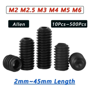 High Tensile Grub Screws Concave Point Allen Socket Sets Screw DIN 916 M2 ~ M6 - Picture 1 of 75