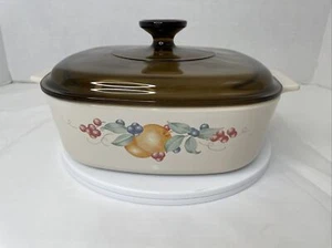2 piezas CorningWare 2 litros cazuela plato abundancia fruta tapa Pyrex - Usado en excelente condición - Imagen 1 de 11