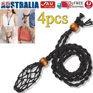 4pcs Empty Stone Holder Necklace Crystal Quartz Gemstone Cage Rope Cord Pendant - Picture 1 of 8