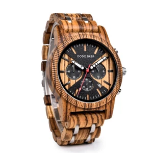 Holz Armbanduhr für Herren Chronograph Luxusuhr Holzuhr Männeruhr Geschenk Neu - Bild 1 von 10