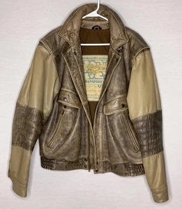 Chaqueta de bombardero de cuero con cremallera completa Mirage Aviator vintage para hombre talla 42 P119 - Imagen 1 de 19