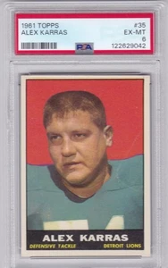 PD: 1961 Topps Football Card #35 Alex Karras Detroit Lions - PSA 6 - Picture 1 of 2