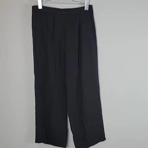 HOT COTTON schwarze Leinen Pull On Hose Gr. Medium petite lagenlook coastal - Bild 1 von 6
