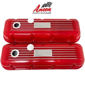 Big Block Chevy Red Valve Covers - Classic Finned - Custom - Ansen USA - Picture 1 of 5
