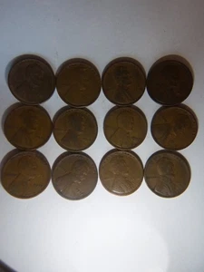 12 WHEAT PENNIES 1909-1919 COMPLETE SET OF P-MINTS - Picture 1 of 11