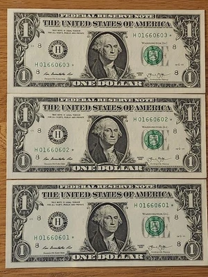 2013 $1 "STAR NOTE" LOT (3) ST LOUIS DISTRICT UNC/GEM CONS SERIAL # NOTES - Image 1 of 4