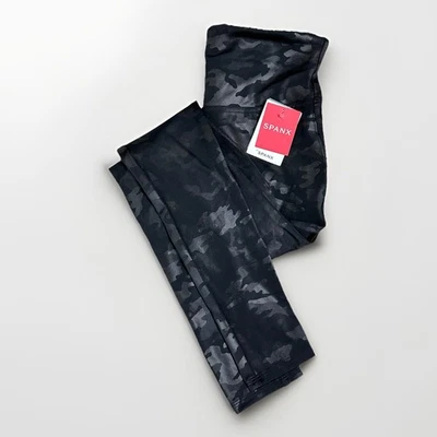 NWT SPANX Booty Boost Faux Leather Leggings in Matte Black Camo Sz Small - Image 1 of 4