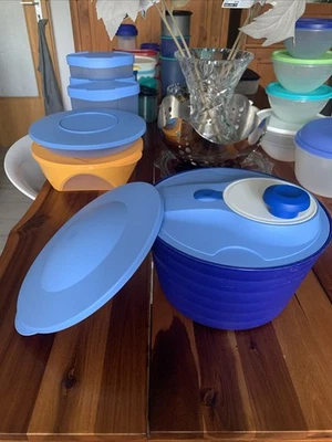 Tupperware Salat Karussell Schleudern 4er ,4.5L Schüssel ,Deckel,Sieb,Ø26x17H - Bild 1 von 4