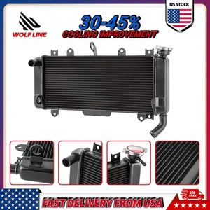 Radiator For Kawasaki Ninja650 Z650 Aluminum Leakproof Cooler 2017-2025 WOLFLINE - Picture 1 of 18