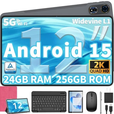 2025 Upgraded Android 15 Tablet, 12 inch Android Tablet with Keyboard, 24GB R... - Image 1 of 4
