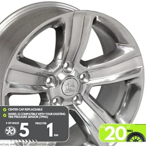 20inch Silver Alloy Wheel Rim for Dodge Ram 1500, OEP5G37 20x9 5x139.7 5Lug - Picture 1 of 10