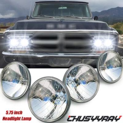 4PCS 5 3/4" 5.75"inch  Headlights HI/LO Beam For GMC K15 C15 C1500 Pickup - Image 1 of 4