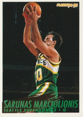 Sarunas Marciulionis 94-95 Fleer #375 Seattle Supersonics NBA Card Free Shipping - Image 1 of 2