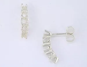 5 Stone Round Earring Setting Sterling Silver - Picture 1 of 1