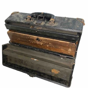 Cassetta degli attrezzi da falegname vintage The Eagle Lock Co Terryville Connecticut rara - Foto 1 di 24