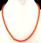 61 Ct Natural Orange Carnelian Rondelle Faceted Cut Beads String Necklace- B307A