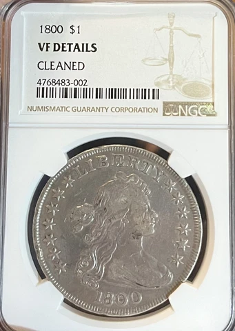 1800 NGC VF Details! Draped Bust Silver Dollar Cover