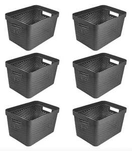 Set of 6 Glad Plastic Storage Basket Set Vented Bins Handles Organizer Boxes 4ga - Picture 1 of 5