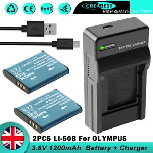 2x Li-50B Battery & USB Charger For Olympus Pentax TG-620 TG-610 SP-800UZ SZ-10 - Picture 1 of 11