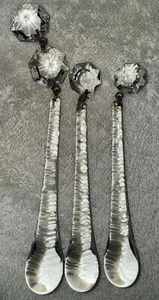 3 Antique Heavy Lead Teardrop Crystal 4-1/4”, 4”Chandelier Prisms, Buttons - Picture 1 of 3